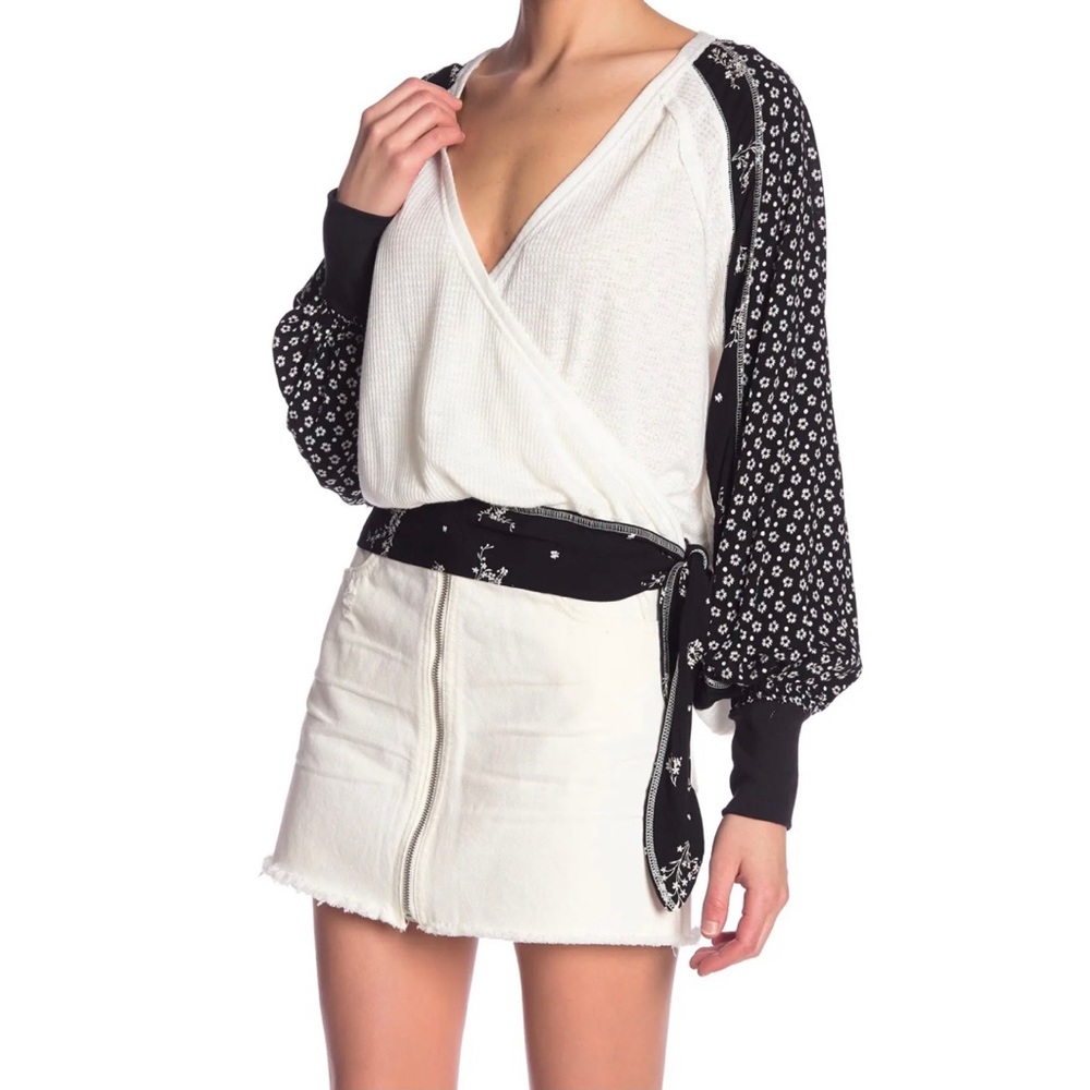 FREE PEOPLE Auxton Floral Thermal Wrap Top